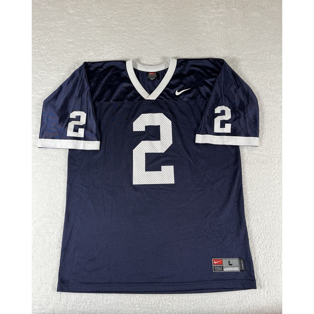 Vtg Y2K Nike Team Penn State Nittany Lions NCAA #2‎ Blue Jersey Men's Lg Swoosh